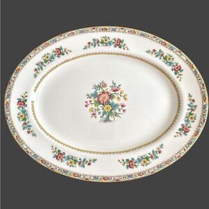 Coalport Ming Rose Bone Oval Platter 15" China Vintage England